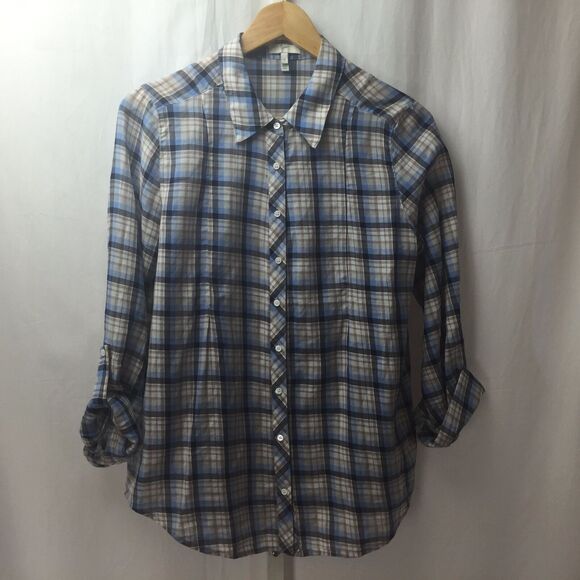 Joie Check Button Up Long Sleeve Blouse Women SZ S - Picture 1 of 5